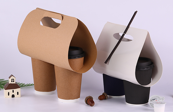 Paper cup kraft holder with handle