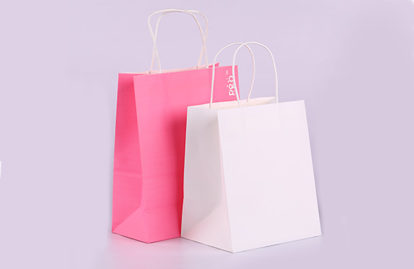 White kraft paper bag with handle