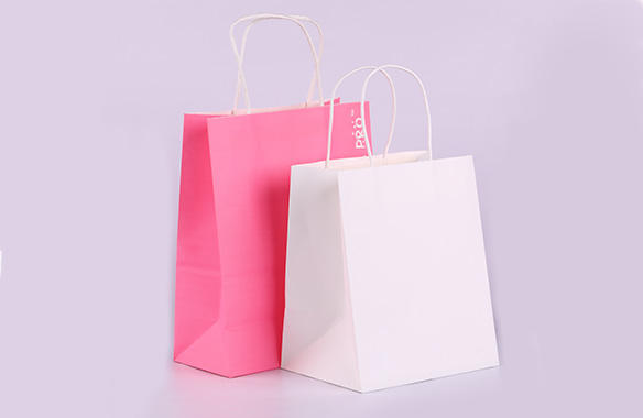 White kraft paper bag with handle