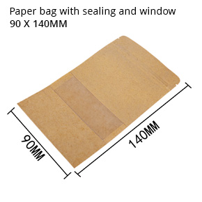 Paper bag with sealing and window 90 X 140MM