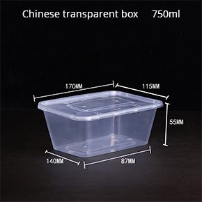 Chinese transparent lunch box 750ml