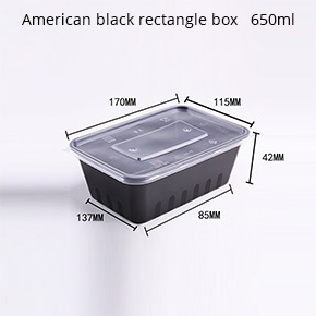 American Square Black Dinner Box 650ml