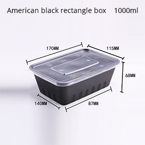 American Square Black Dinner Box 1000ml